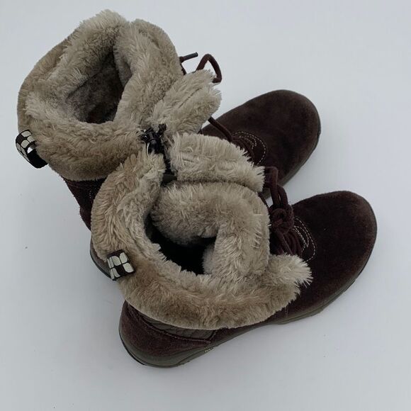 Merrell Women's Dark Brown quilted Winter Boots faux fur trim size 7.5 - Picture 6 of 12